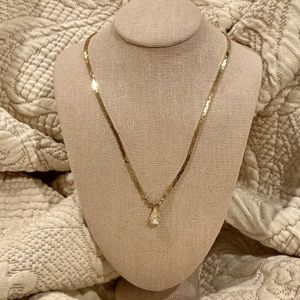 Vintage Dainty Gold Tone & Rhinestone Necklace